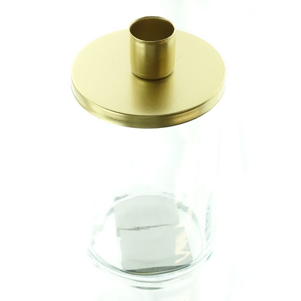 SCHEULEN Spitzkerzenhalter Goldfarben Ø 8,2 cm x 14,5 cm - Metall & Glas