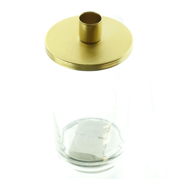 SCHEULEN Spitzkerzenhalter Goldfarben Ø 9 cm x 17,5 cm - Metall & Glas