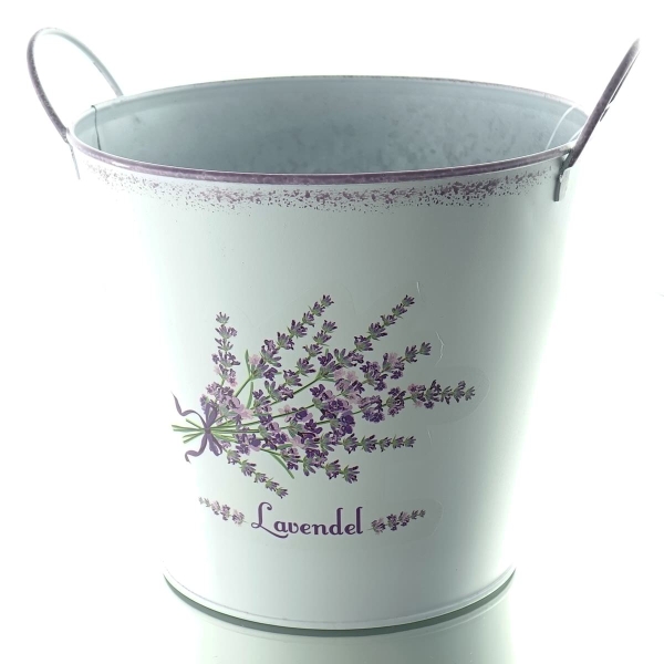 SCHEULEN Topf Weiß mit Griffen im Vintage Look & Lavendelmotiv Ø 18 cm - Metall
