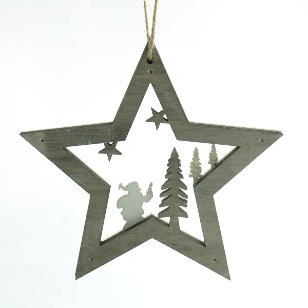 SCHEULEN Weihnachtsanhänger Stern Weiß & Natur mit Innenleben Ø 15 cm - Holz SCHEULEN Weihnachtsanhänger Stern Weiß & Natur mit Innenleben Ø 15 cm - Holz