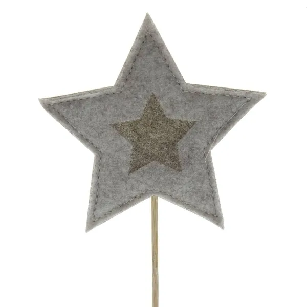 SCHEULEN Weihnachtsdeko Pflanzenstecker in Sternform Grau & Beige Ø 10 cm - Filz SCHEULEN Weihnachtsdeko Pflanzenstecker in Sternform Grau & Beige Ø 10 cm - Filz
