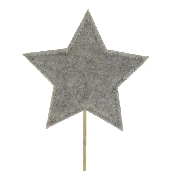 SCHEULEN Weihnachtsdeko Pflanzenstecker in Sternform Grau & Beige Ø 10 cm - Filz