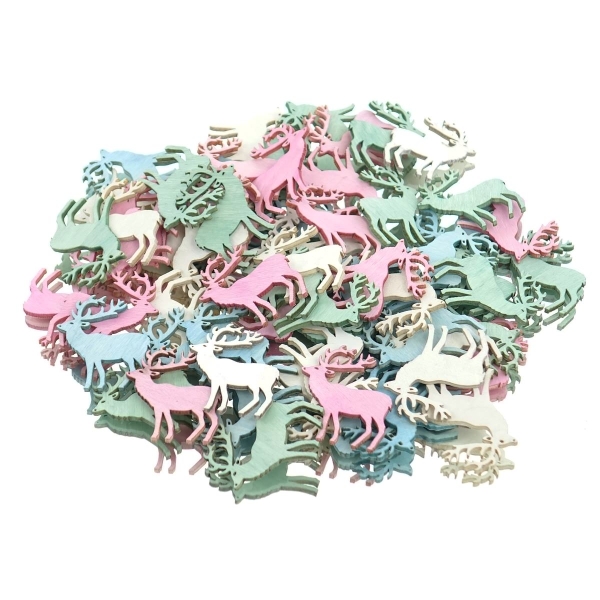 SCHEULEN Weihnachtsstreuartikel Hirsche in 4 Pastellfarben 4,3 cm - Holz