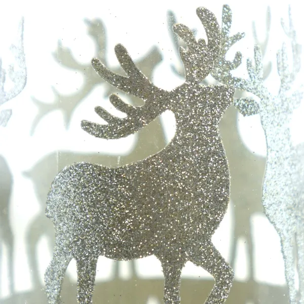 SCHEULEN Weihnachtswindlicht Hirsche Champagner mit Glitzer - Glas & Metall