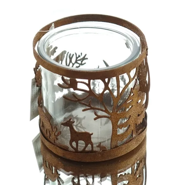SCHEULEN Windlicht Winterlandschaft angerostet Ø 8,5 cm - Metall & Glas SCHEULEN Windlicht Winterlandschaft angerostet Ø 8,5 cm - Metall & Glas