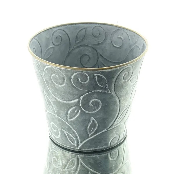 SCHEULEN Zink-Topf Grau konisch Ranken-Design & goldfarbener Rand Ø 14 cm SCHEULEN Zink-Topf Grau konisch Ranken-Design & goldfarbener Rand Ø 14 cm