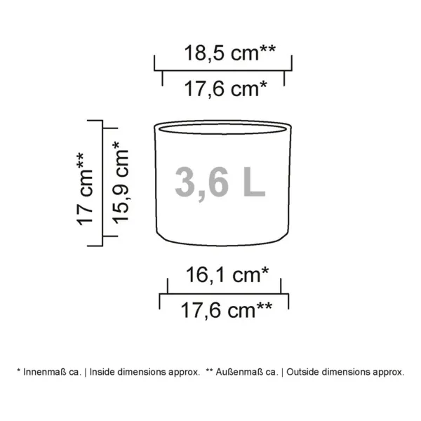 Scheurich Übertopf Monaco 631 Night Black - Breite 18,9 cm, Höhe 17 cm