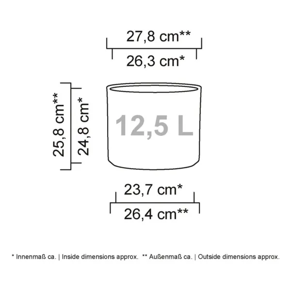 Scheurich Übertopf Monaco 631 Night Black - Breite 27,8 cm, Höhe 25,8 cm