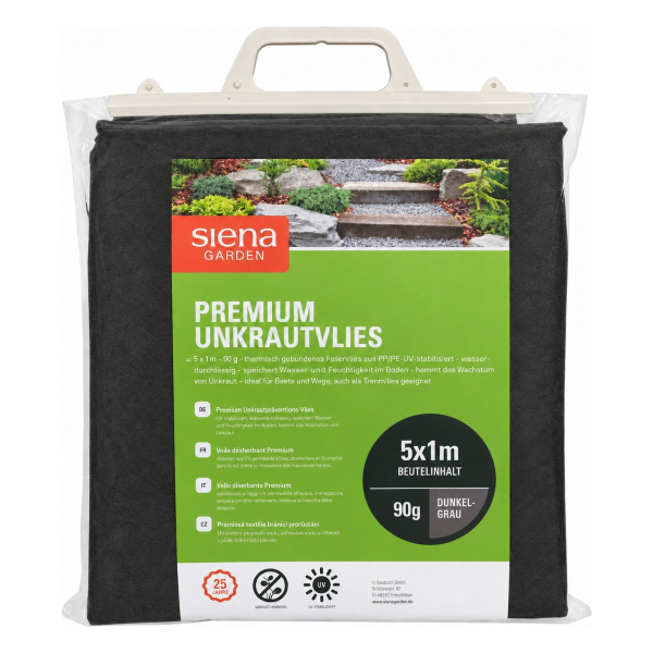 Premium Unkrautvlies 5 x 1 m dunkelgrau