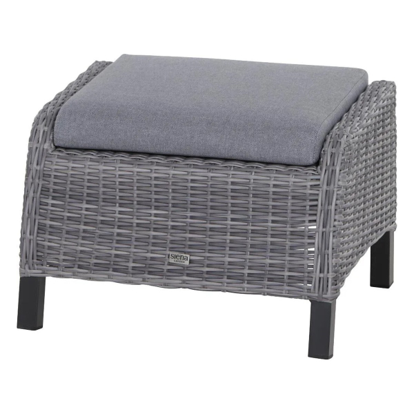 Siena Garden Solea Lounge-Hocker schiefer-blau, Aluminium/Gardino-Geflecht, 53 x 64 x 43 cm