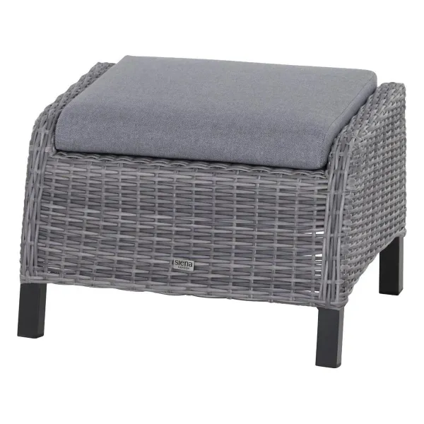 Siena Garden Solea Lounge-Hocker schiefer-blau, Aluminium/Gardino-Geflecht, 53 x 64 x 43 cm