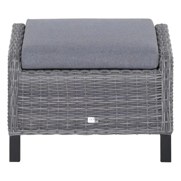 Siena Garden Solea Lounge-Hocker schiefer-blau, Aluminium/Gardino-Geflecht, 53 x 64 x 43 cm