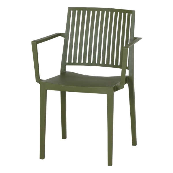 Siena Garden Urban Lights Lane Stapelsessel mit Armlehne - Polypropylen glasfaserverstärkt, olive, 56 x 57 x 82 cm