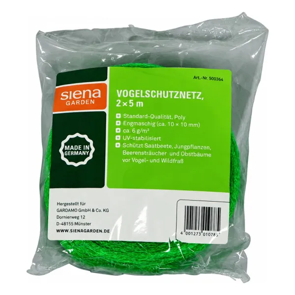 Vogelschutznetz 5 x 2 m grün