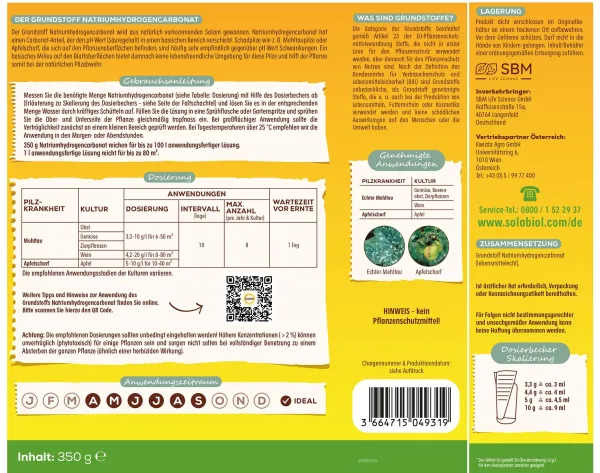 Solabiol® Bio Grundstoff Natriumhydrogencarbonat für bis zu 100 Liter - 350 Gramm
