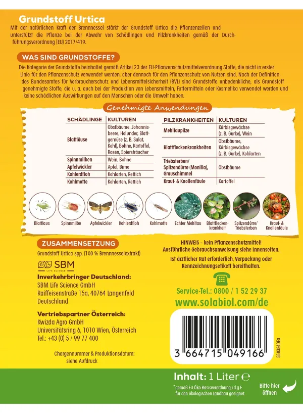Solabiol® Bio Grundstoff Urtica Spray anwendungsfertig - 1 Liter
