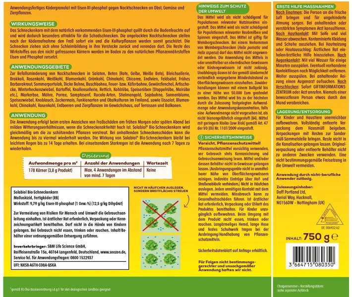 Solabiol® BIO-Schneckenkorn für bis zu 197 m² - 750 g