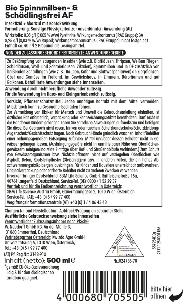 Solabiol® BIO Spinnenmilben- & Schädlingsfrei AF 500 ml