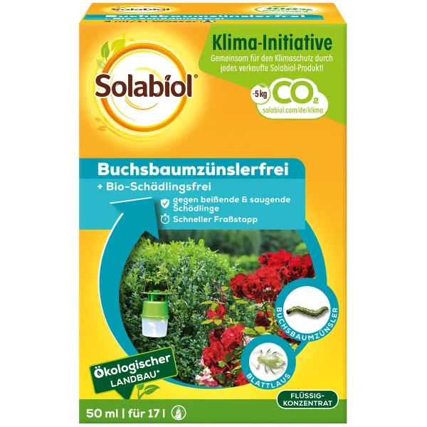 Solabiol® Buchsbaumzünslerfrei Konzentrat für bis zu 17 Liter - 50 ml Solabiol® Buchsbaumzünslerfrei Konzentrat für bis zu 17 Liter - 50 ml