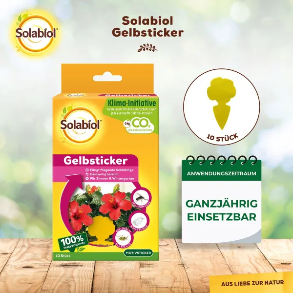 Solabiol® Gelbsticker 10 Motivsticker - fängt fliegende Schädlinge