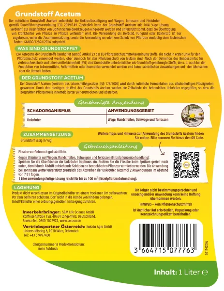 Solabiol® Grundstoff Acetum Spray anwendungsfertig für 100 m² - 1 Liter