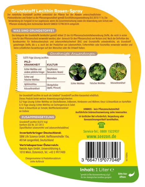 Solabiol® Grundstoff Lecithin Rosen-Spray anwendungsfertig für 100 m² - 1 Liter