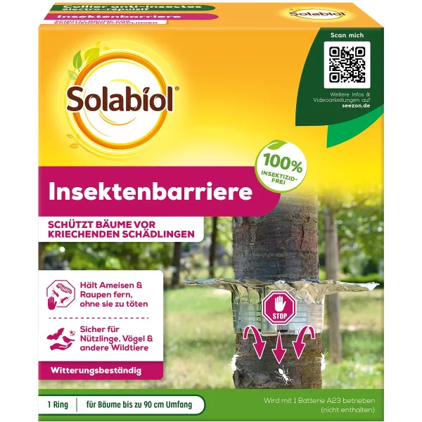 Solabiol® Insektenbarriere für Bäume bis zu 90 cm Umfang - batteriebetrieben Solabiol® Insektenbarriere für Bäume bis zu 90 cm Umfang - batteriebetrieben