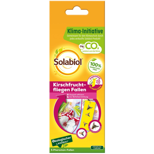 Solabiol® Kirschfruchtfliegen Fallen Gelbtafel & Pheromongel - 5 Stück