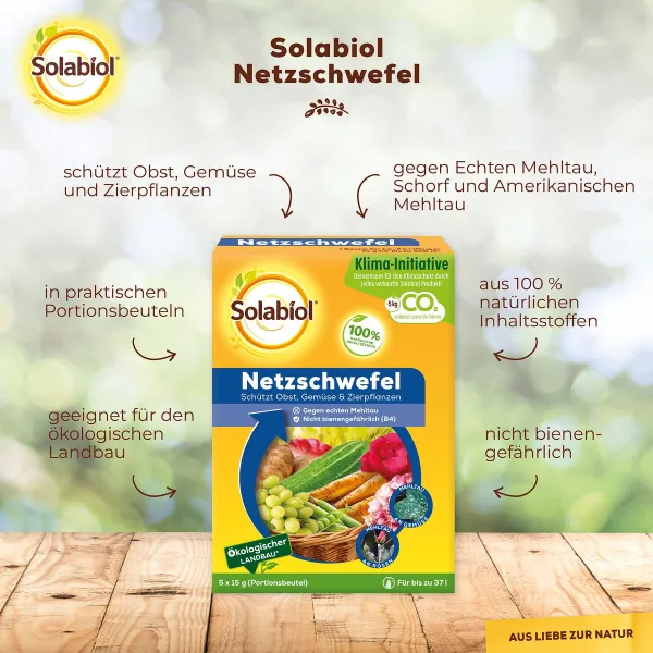 Solabiol® Netzschwefel für 37 Liter Gießwasser - 5 x 15 Gramm