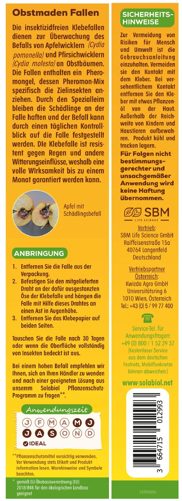 Solabiol® Obstmaden Fallen - 5 Stück