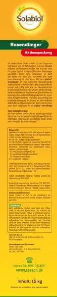 Solabiol® Rasendünger Aktionspackung 15 kg für ca. 500 m²