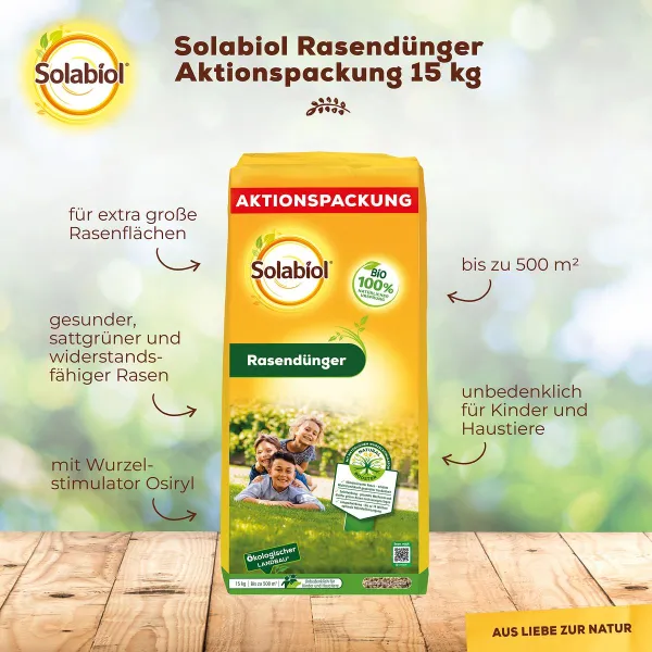 Solabiol® Rasendünger Aktionspackung 15 kg für ca. 500 m²