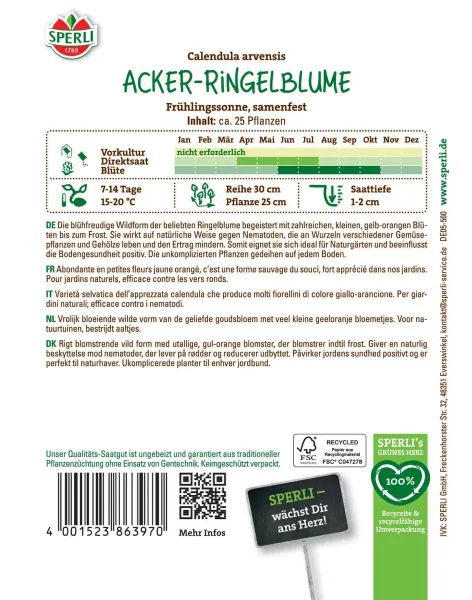Sperli Acker-Ringelblumen Frühlingssonne - Blumensamen