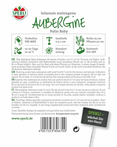 Sperli Auberginen Patio Baby - Gemüsesamen