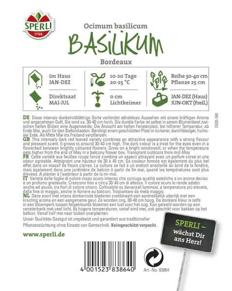 Sperli Basilikum Bordeaux rotblättrig - Kräutersamen