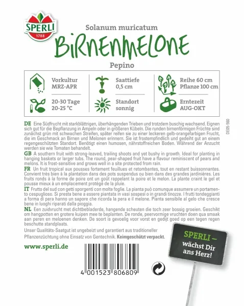 Sperli Birnenmelonen Pepino - Obstsamen