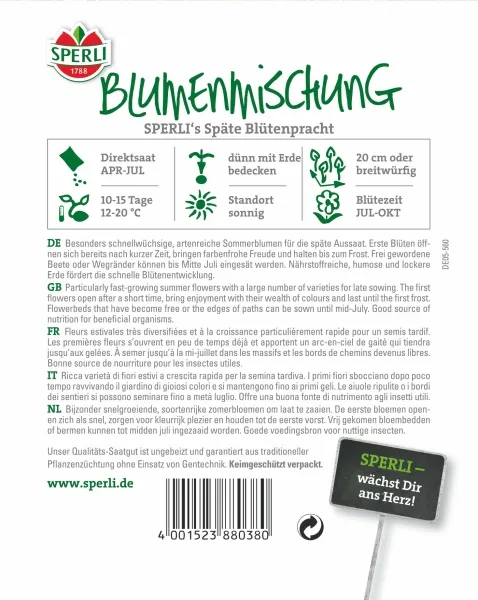 Sperli Blumenmischung Späte Blütenpracht - Blumensamen