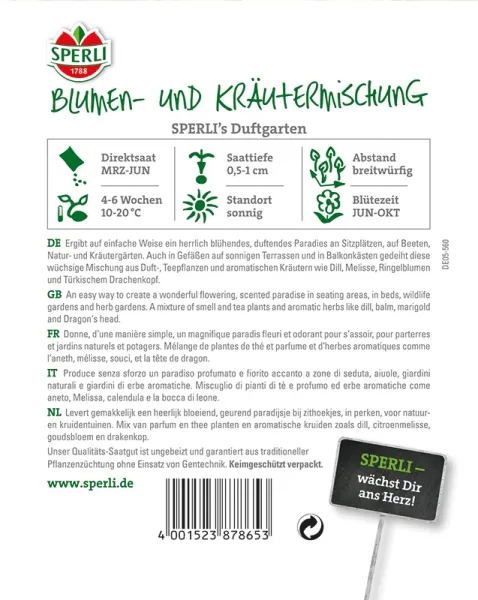 Sperli Blumen- und Kräutermischung Duftgärten - Blumensamen