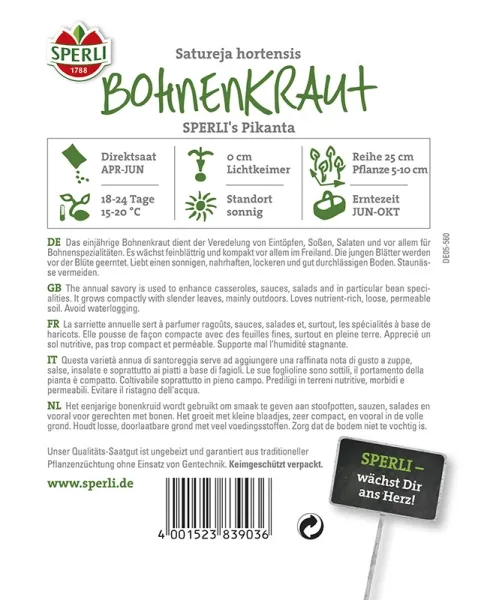 Sperli Bohnenkraut SPERLI´s Pikanta - Kräutersamen