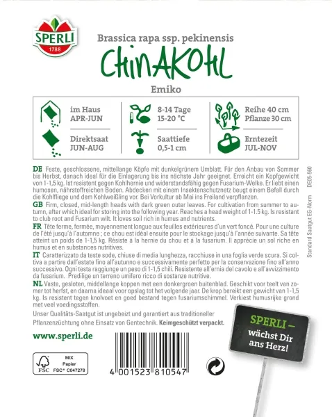 Sperli Chinakohl Emiko - Gemüsesamen