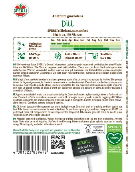 Sperli Dill SPERLI´s Elefant - Kräutersamen