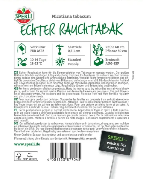 Sperli Echter Rauchtabak - Blumensamen