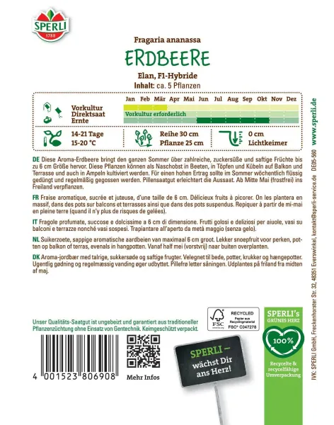 Sperli Erdbeeren Elan F1 - Obstsamen