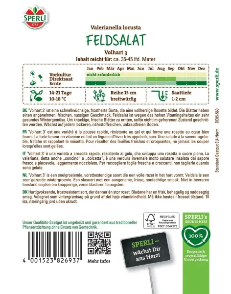 Sperli Feldsalat Volhart 3 - MAXI-PACK 20 g - Gemüsesamen