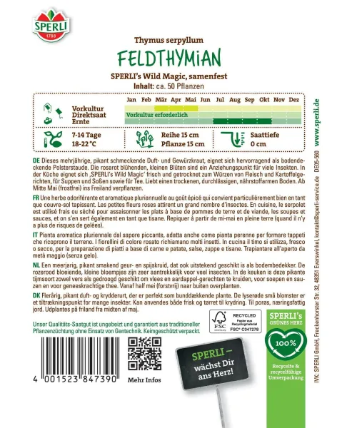 Sperli Feldthymian Wild Magic - Kräutersamen