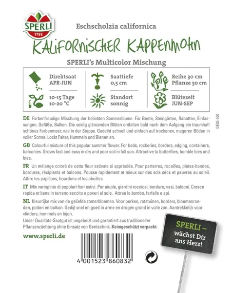 Sperli Goldmohn Kalifornischer Mohn SPERLI´s Multicolor Mischung - Blumensamen