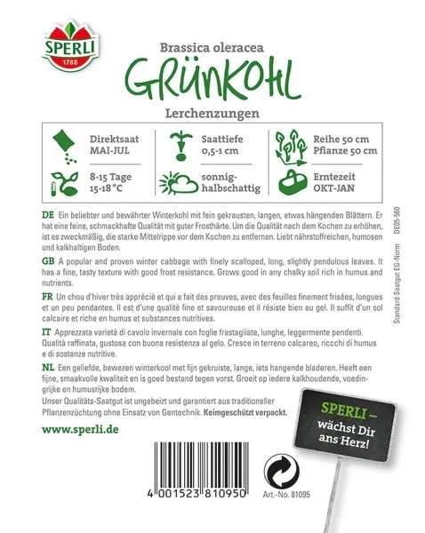 Sperli Grünkohl Lerchenzungen - Gemüsesamen