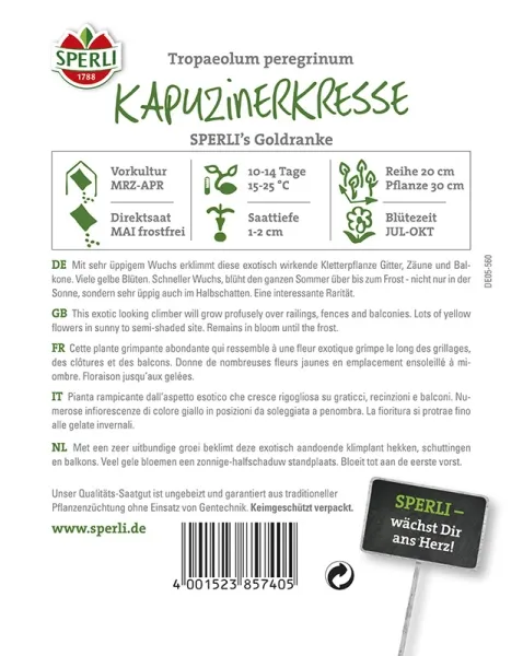 Sperli Kanarische Kapuzinerkresse SPERLI´s Goldranke - Blumensamen