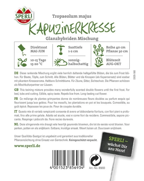 Sperli Kapuzinerkresse Glanzhybriden Mischung - Blumensamen