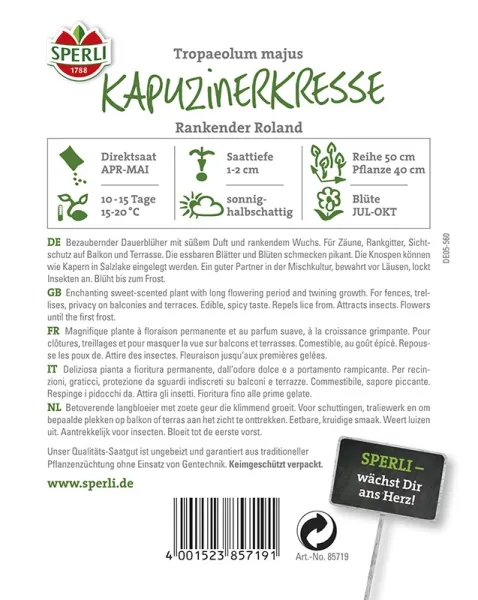 Sperli Kapuzinerkresse Rankender Roland - Blumensamen